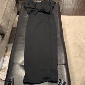 Ribbed tie front skirt set